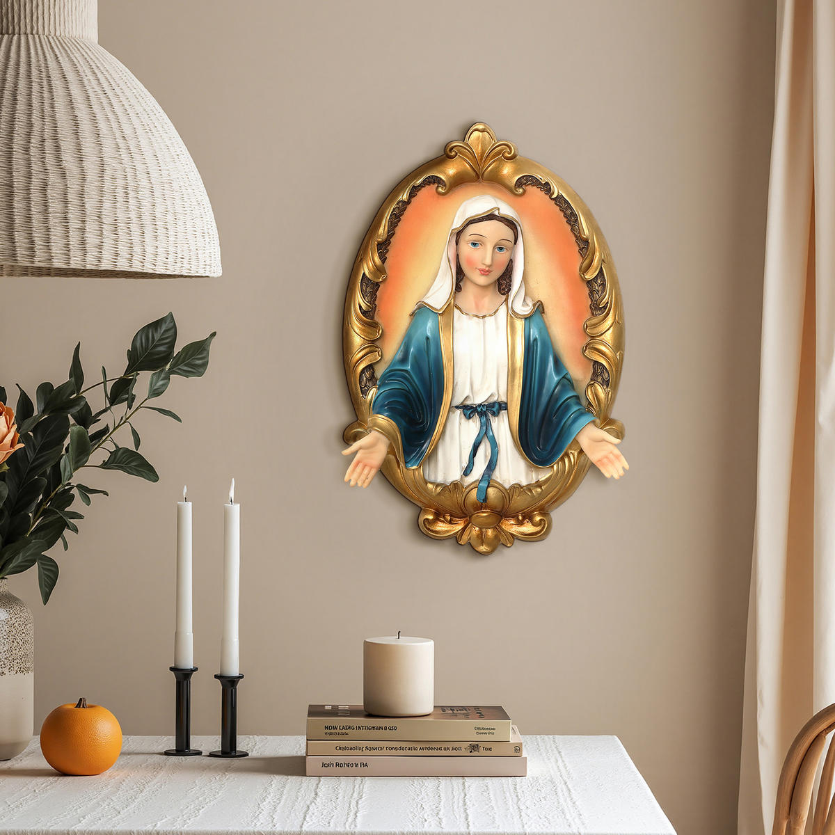 WANDDEKOR Heilige Maria, Symbol des Segens | B27.5 x T8 x H41 cm - Multicolor, Kunststoff (27.5/41/8cm) - Hometopia