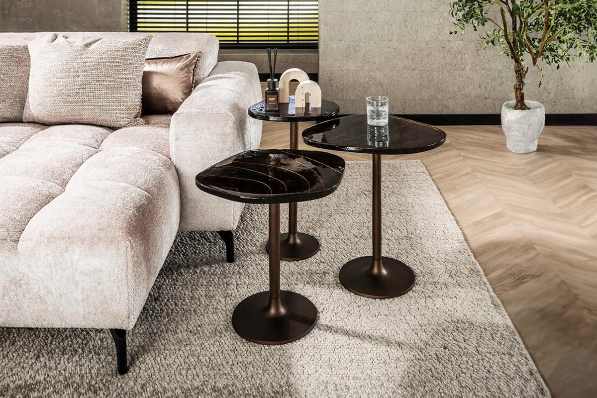 BEISTELLTISCH DARI Braun Glas - Braun/Kupferfarben, Glas/Metall (50/42/55cm) - KAWOLA