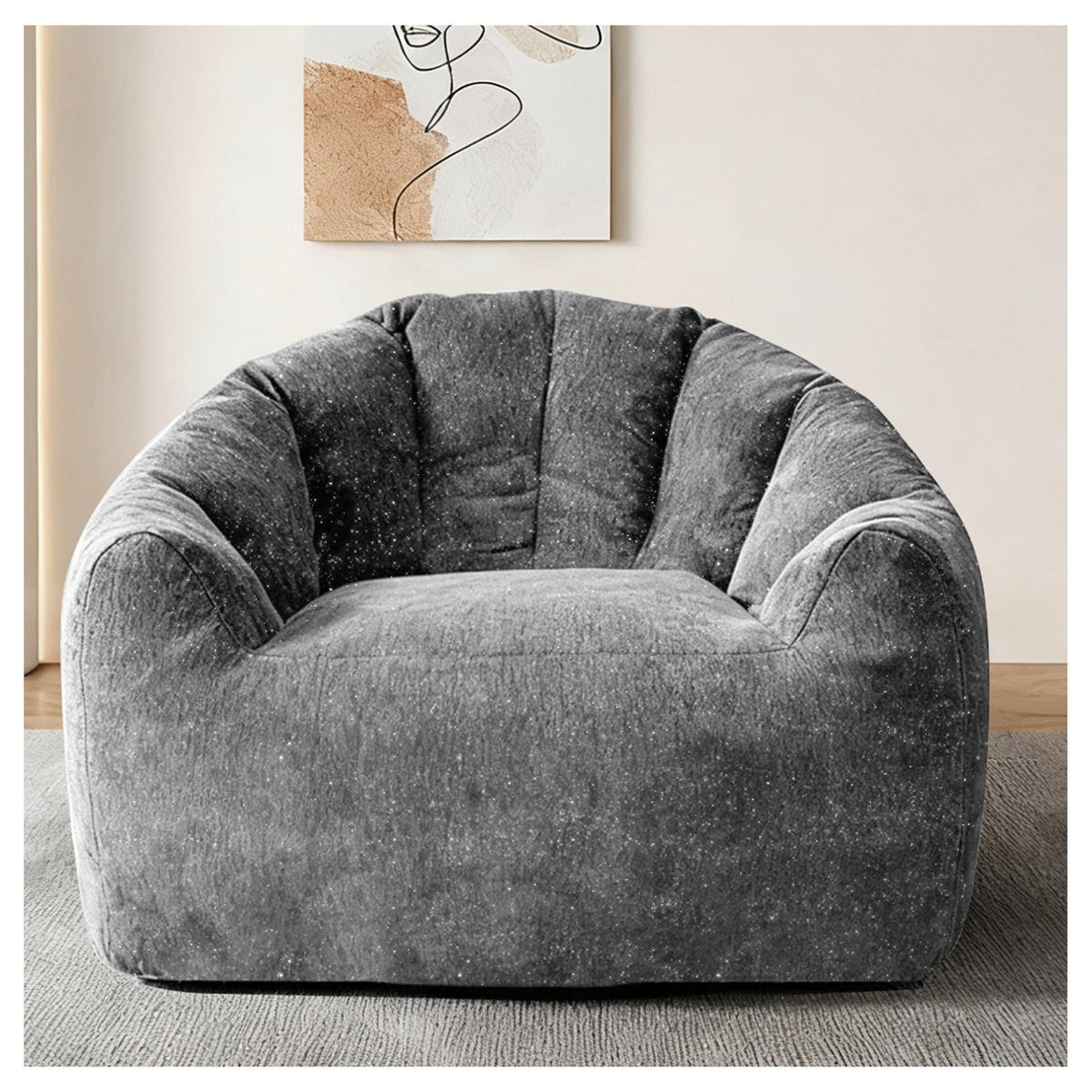 SITZSACK rund Flanell Grau - Grau, Kunststoff (99/64.7/86.3cm) - Beauniv