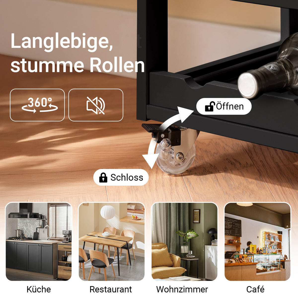 KÜCHENWAGEN Schwarz - Schwarz/Braun, Holzwerkstoff (67/87/38cm) - SoBuy