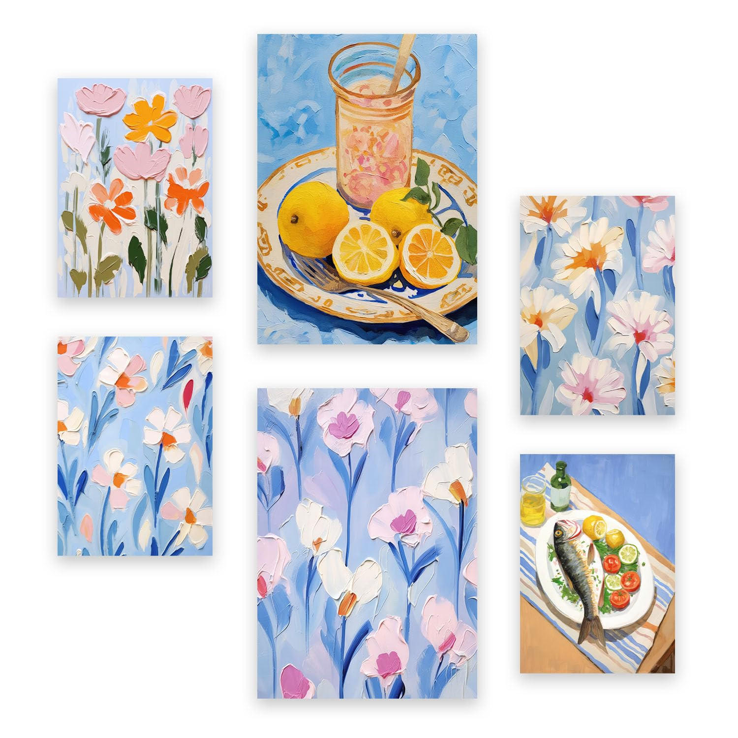 POSTER Set Mit 6 Blauer Sommer In Foodies A3 & A4 Rahmenlos - Klar, Papier (29/3cm) - Nacnic