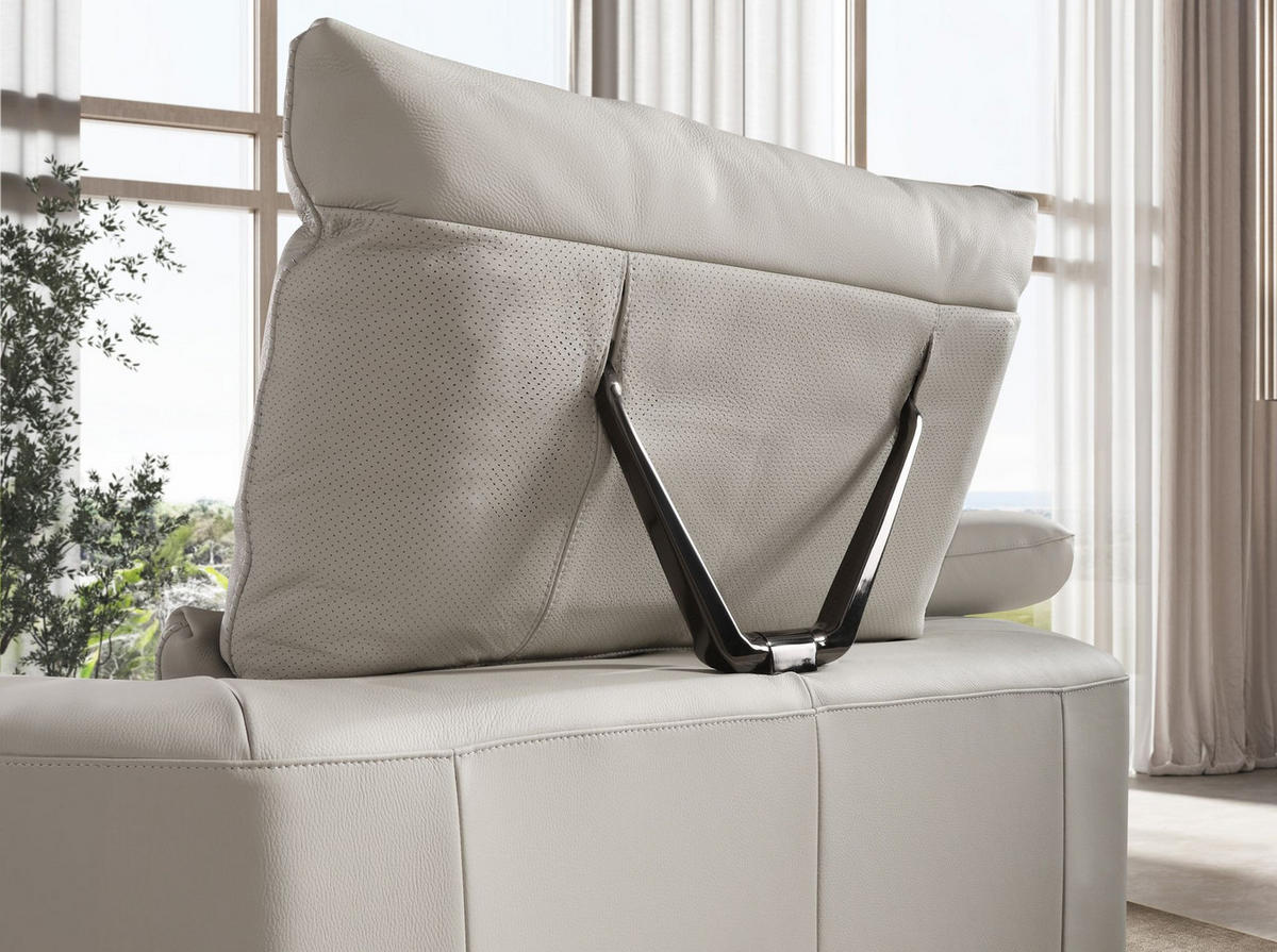 ECKSOFA Linksseitiges Ecksofa aus hellgrauem Leder 310/235/102 cm - Chromfarben/Hellgrau, Leder/Metall (310/235cm) - ANGEL CERDA