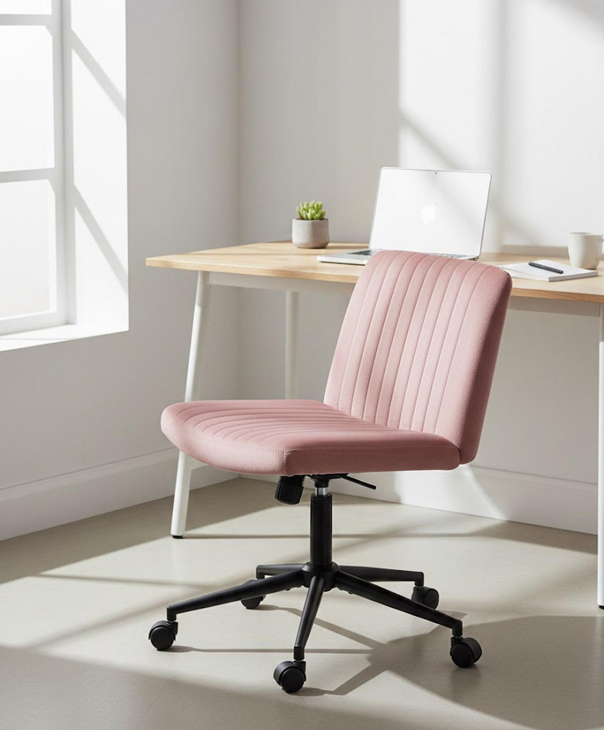 BÜROSTUHL Lynox Samt pink - Pink/Schwarz, Metall (62/98/65cm) - TPFLiving