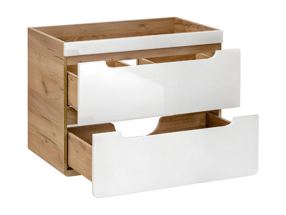 WASCHBECKENUNTERSCHRANK hängend - 80 cm - Naturfarben & Weiß - ARUBA - Naturfarben, Holz (80/59/46cm) - Vente-Unique