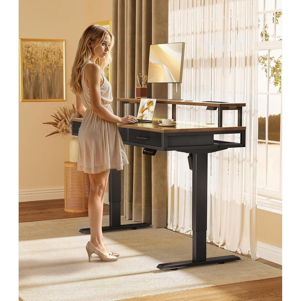 SCHREIBTISCH elektrisch höhenverstellbar 140 cm Braun - Braun, Holzwerkstoff (54/140/78cm)