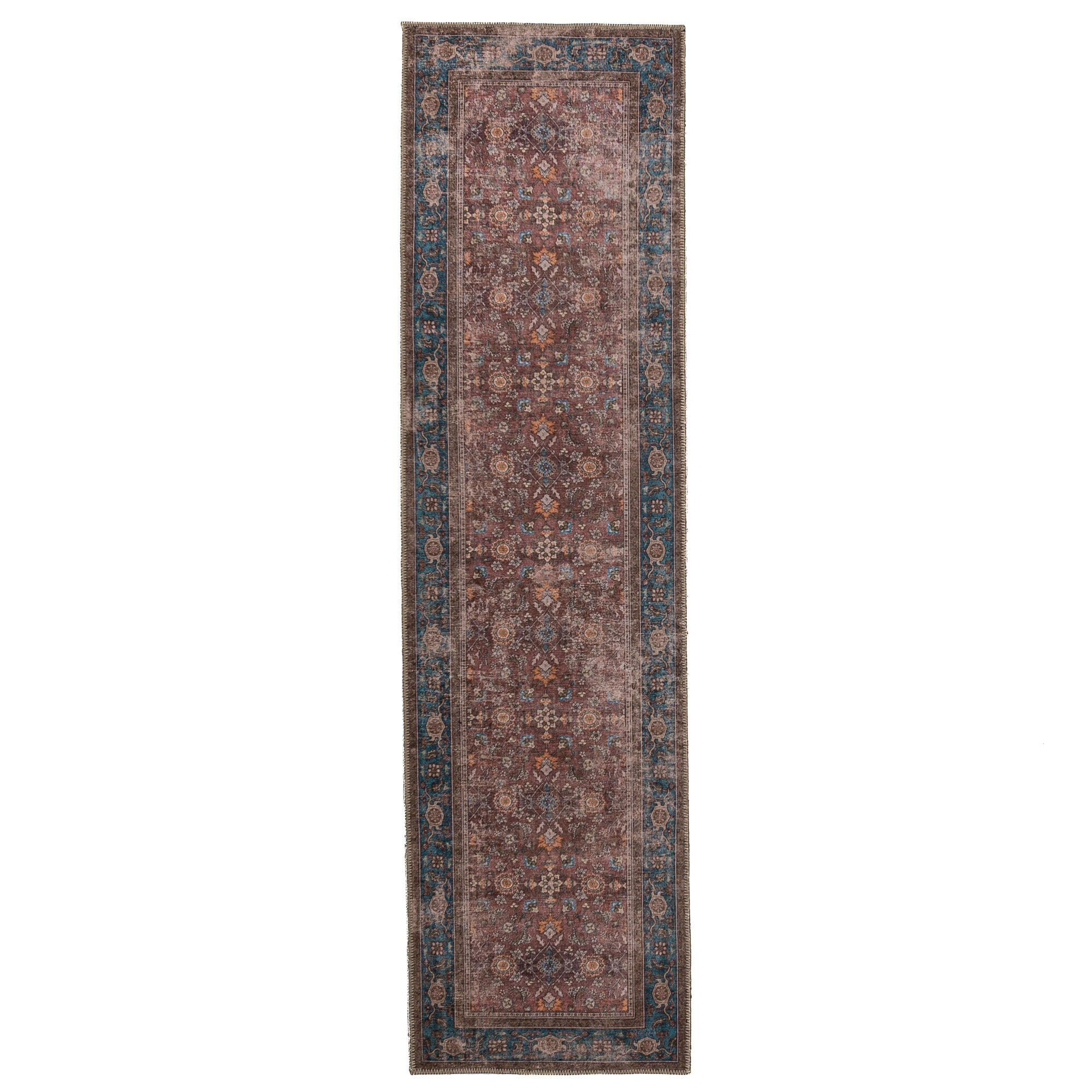 TEPPICH waschbar Vintage Floral Muster, Orientalisch, Wohnzimmer schmutzabweisend Rot Läufer 60x230 - Rot, Textil (60/230cm) - KADIMA DESIGN