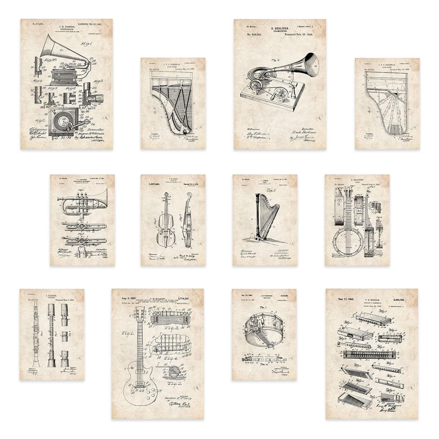 POSTER Set Mit 12 Design-Instrument A3 Rahmenlos - Klar, Papier (29.7/5/42cm) - Nacnic
