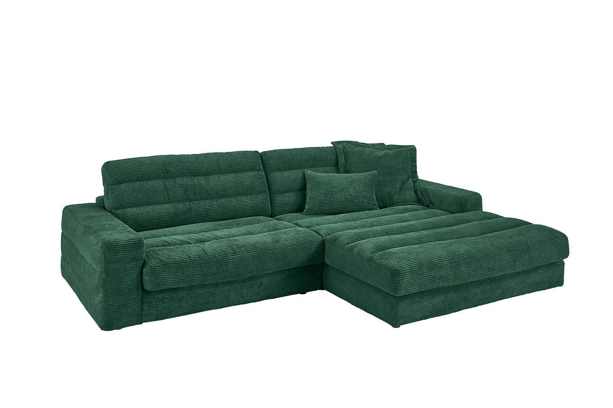 ECKSOFA LANA SOFA Smaragdgrün Cord - Smaragdgrün/Schwarz, Textil (296/205cm) - KAWOLA