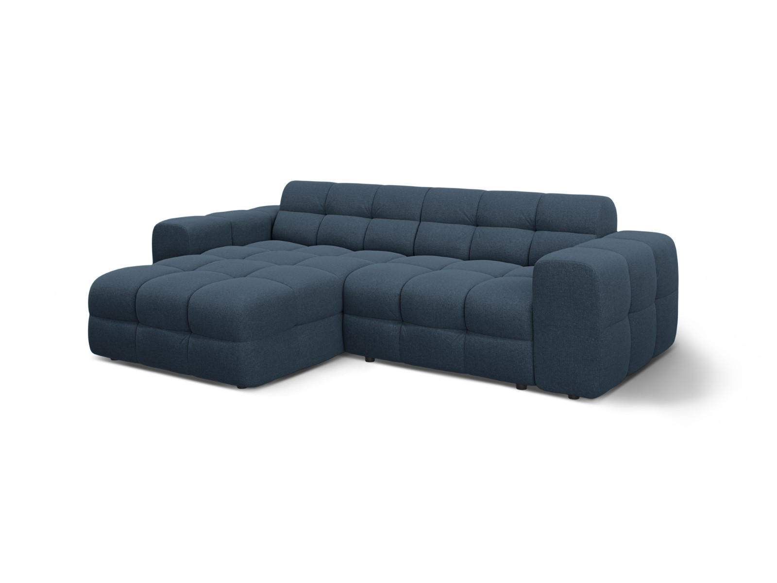 ECKSOFA links Kendal aus strukturiertem Stoff marineblau 4 Sitzplätze - Blau, Textil (173/256cm) - Micadoni