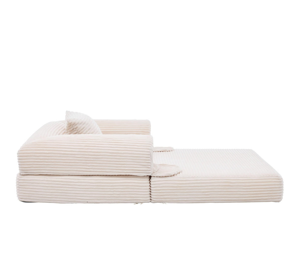 SCHLAFSOFA 2-in-1 Cord Beige mit Kissen - Beige, Kunststoff (85/65/120cm) - Meubliv