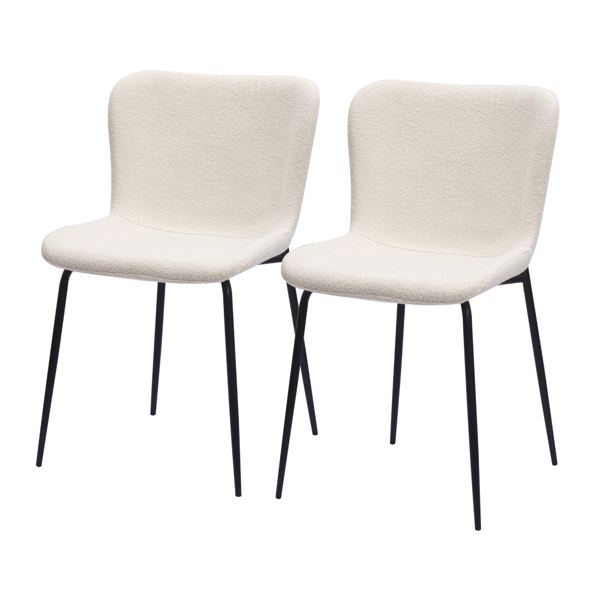 ESSZIMMERSTUHL 2er-Set mit hoher Rundlehne Stoff & Metall Weiß - Weiß, Metall (48/80/55cm) - Meubliv
