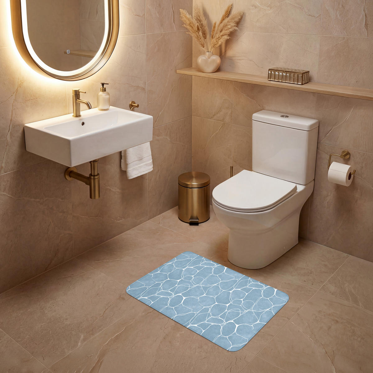 WC PŘEDLOŽKA Organic - vzor - modrá 60x40 cm - světle modrá, textil/plast (60/1cm) - OnlyWow