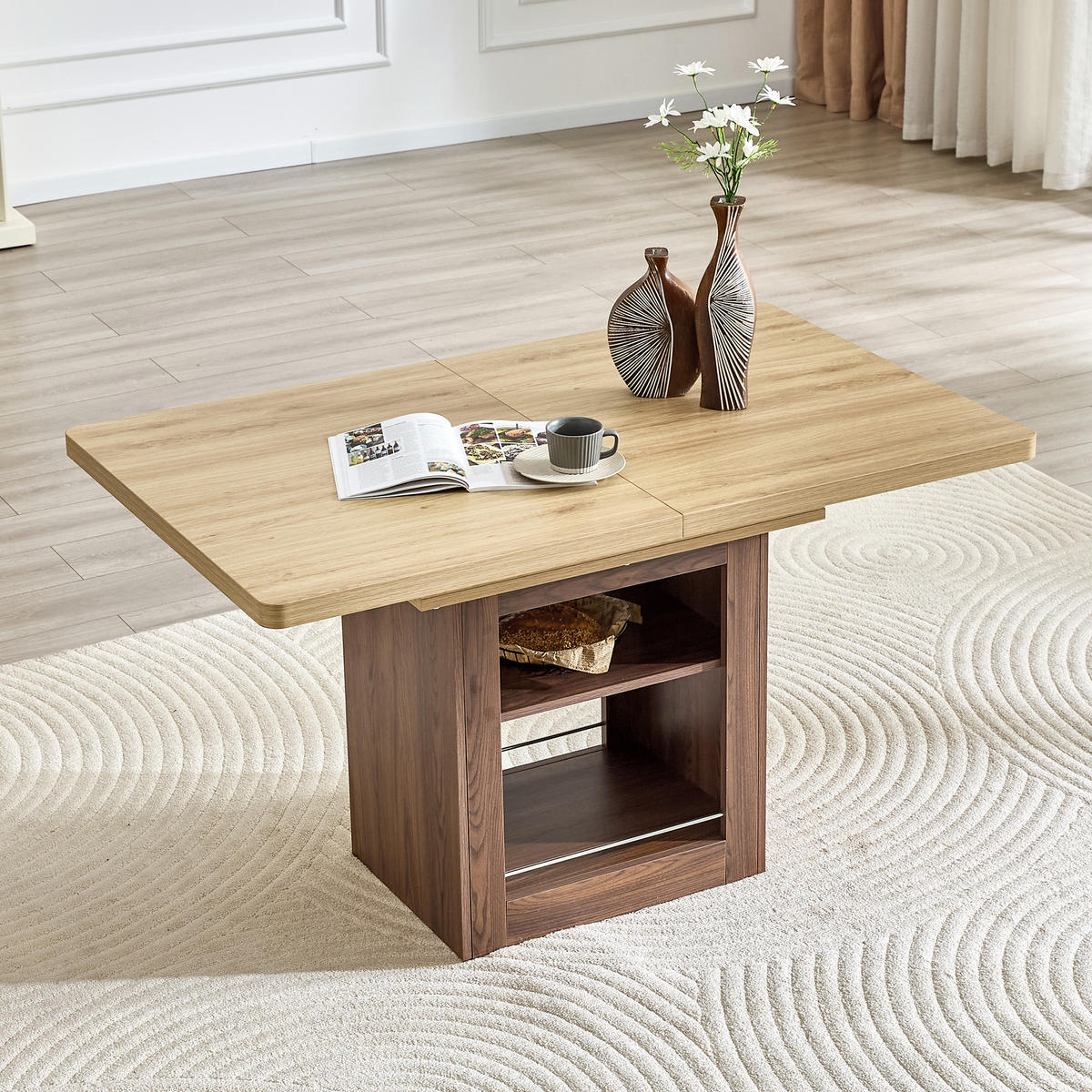 ESSTISCH ausziehbar 130-160 cm mit Stauraum DE-40075 Natur - Naturfarben, Holzwerkstoff (80/160/75.5cm) - ComfortXL