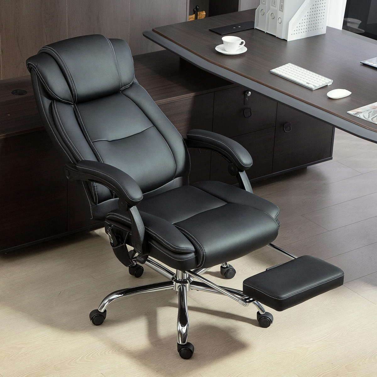 DREHSTUHL DE-05238 Ergonomisch, Massagefunktion & Fußstütze Schwarz - Schwarz, Metall (67/119/72cm) - ComfortXL