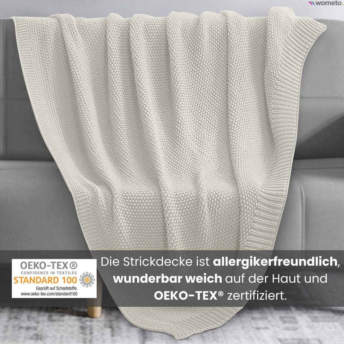 STRICKDECKE weiß 140/190 cm - Weiß, Textil (140/190cm) - wometo
