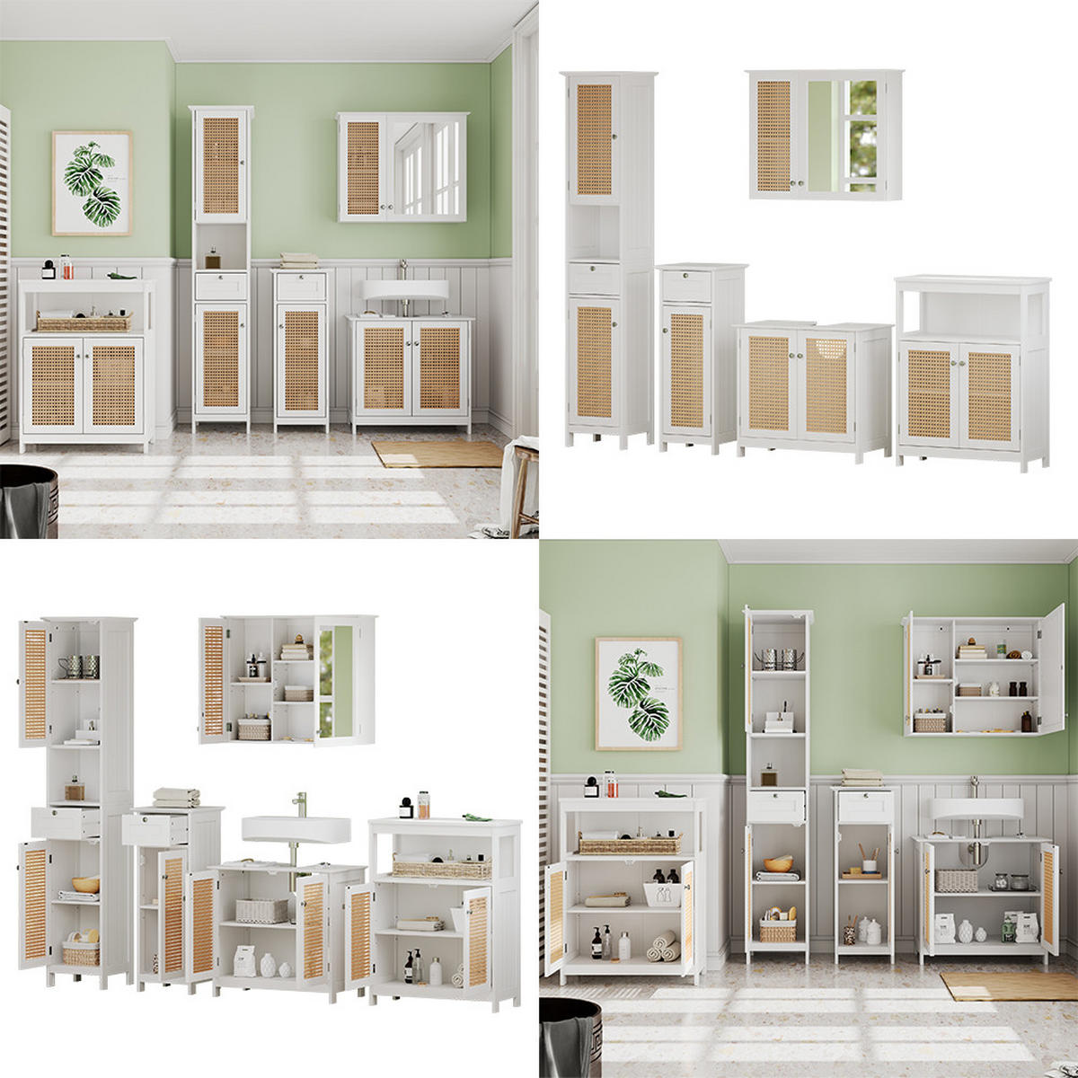 BADMÖBEL-SET Rosario Weiß 5 Teile - Weiß, Holzwerkstoff (60/58/35cm) - Vicco