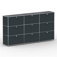 HOCHSCHRANK, 9 Klappen, Schloss, Breite 227 cm, Anthrazitgrau - Chromfarben/Silberfarben, Metall (40/118/227.2cm) - Versee