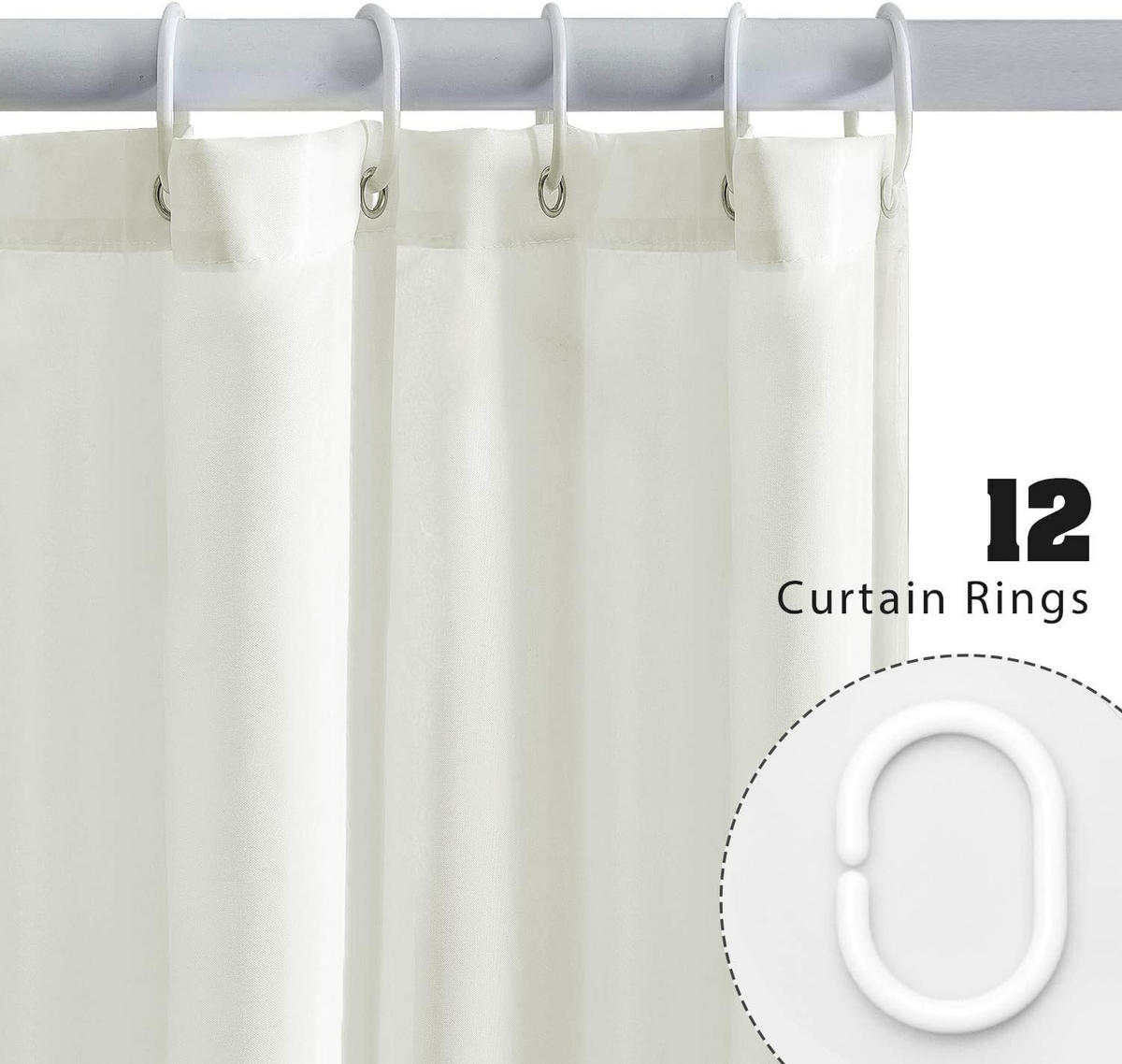 DUSCHVORHANG Polyester wasserdicht waschbar schimmelresistent mit Haken Beige - Beige, Kunststoff (180/200cm) - MCBOSON