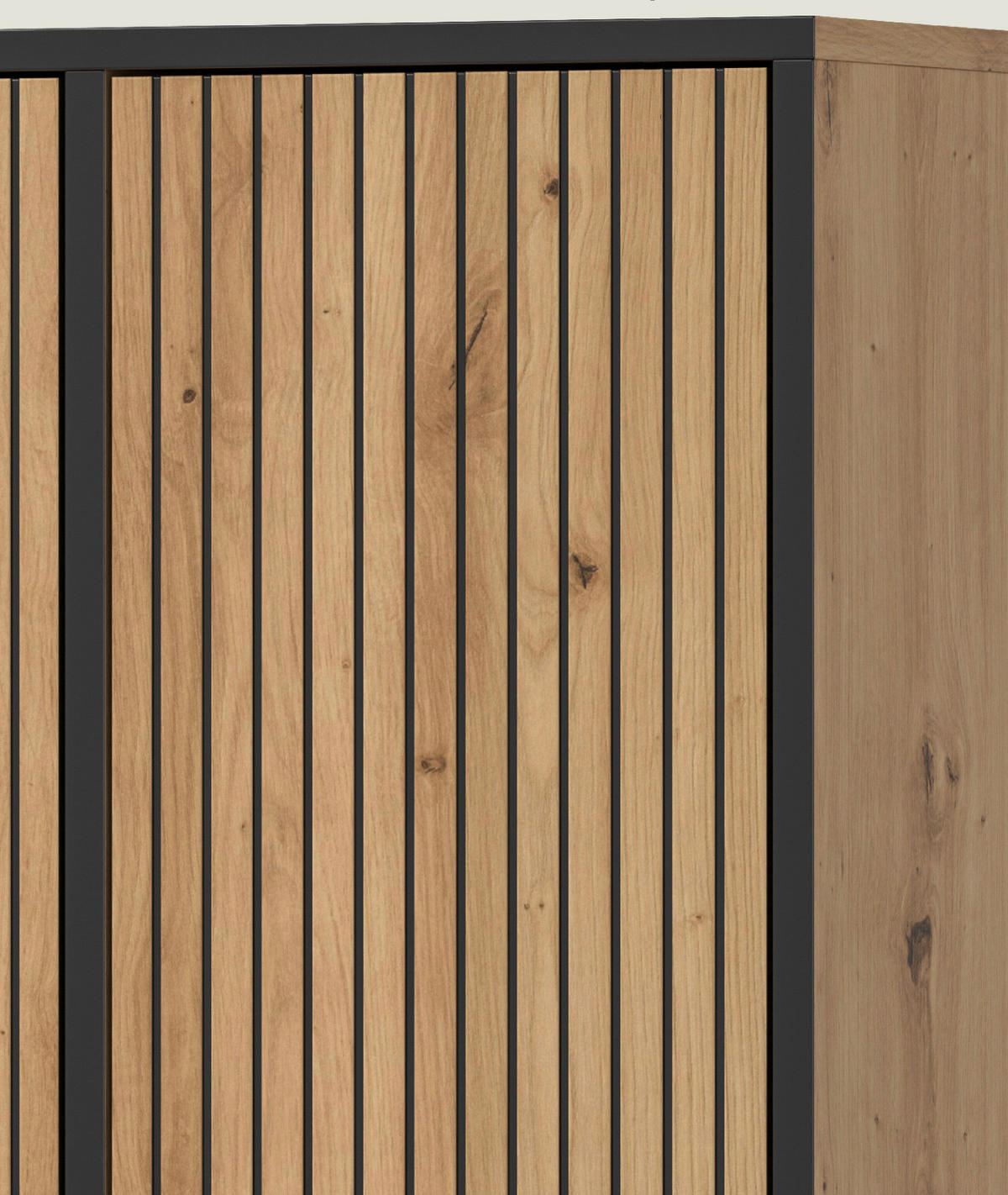HOCHSCHRANK Eiche Artisan, schwarz 59 cm, Badezimmer Schrank mit Soft-Close - Schwarz/Eiche Artisan, Holzwerkstoff/Kunststoff (59/159/32cm) - Inn.Furn