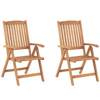 GARTENSTUHL 2er-SET Akazienholz hellbraun verstellbar Java - Hellbraun, Holz (54/105/69cm) - Beliani