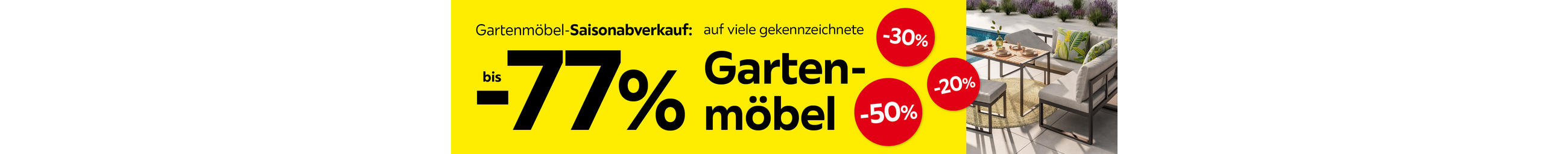 Gartenmöbel Saisonabverkauf: Bis -77% auf viele gekennzeichnete Gartenmöbel