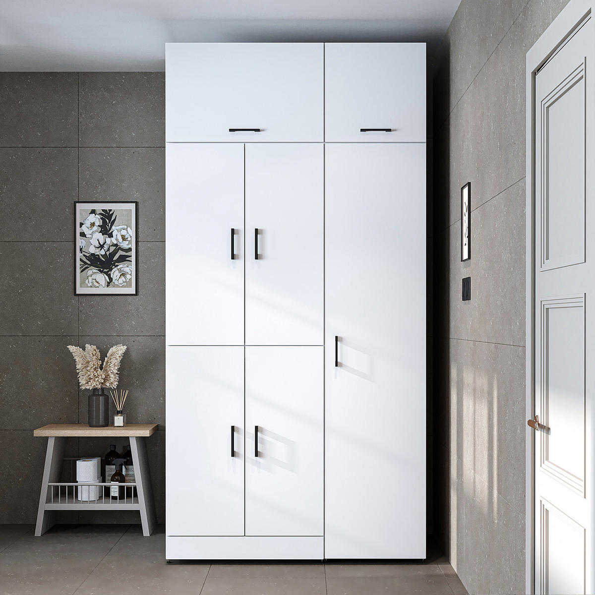 WASCHMASCHINENSCHRANK DORA-I 115cm Breit, 230cm Hoch - Weiß, Holzwerkstoff (115/230/73.8cm)