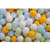 BÄLLE für Bällebad, Spielbälle, Plastikbälle für Kinder Set 50 pcs.: Hellgrün/Blau/Weiß/Gelb - Dunkelgelb, Textil (7/7/7cm) - MeowBaby