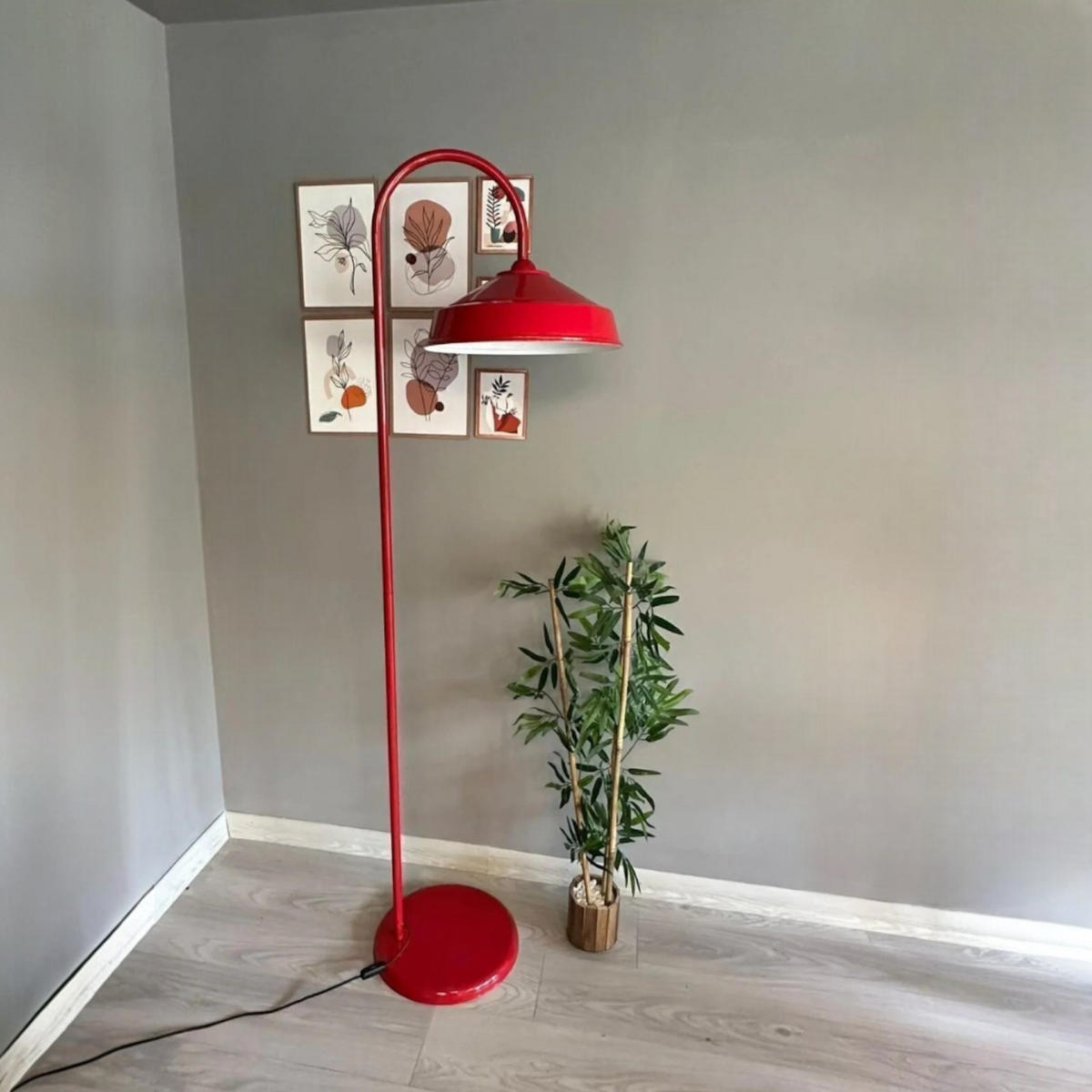 STEHLEUCHTE Bogen 180 Cm - Rot, Metall (37/37/180cm) - Bamyum