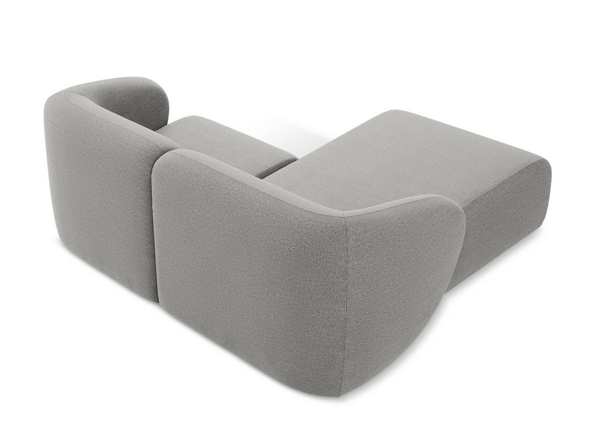 ECKSOFA Links Bouclé Stoff Grau - Hellgrau/Schwarz, Holzwerkstoff/Kunststoff (178/166cm) - Makamii