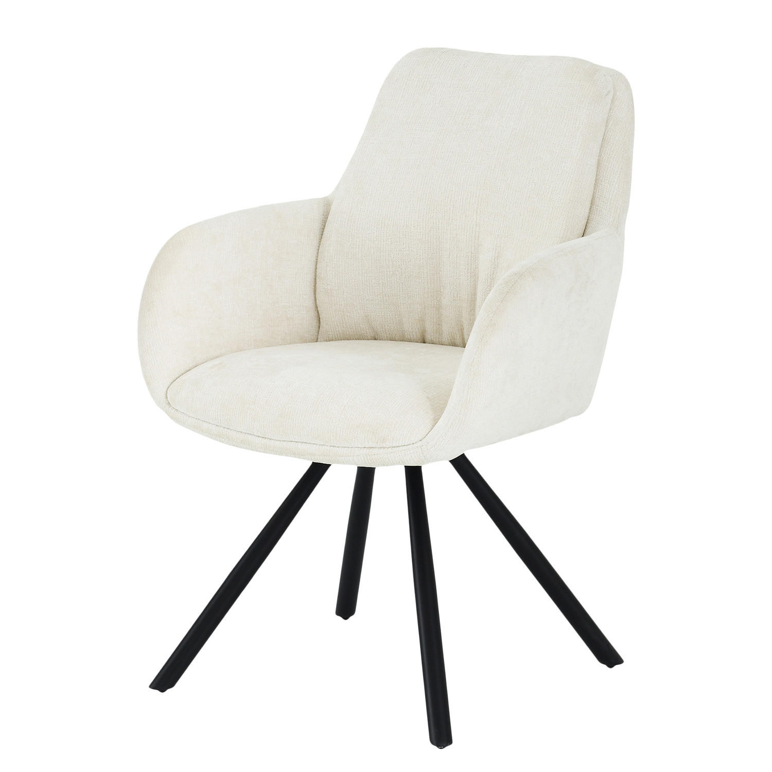 ARMLEHNENSTUHL - Chenille / Eisen - Schwarz/Weiß, Textil/Metall (60/87/64cm) - home24