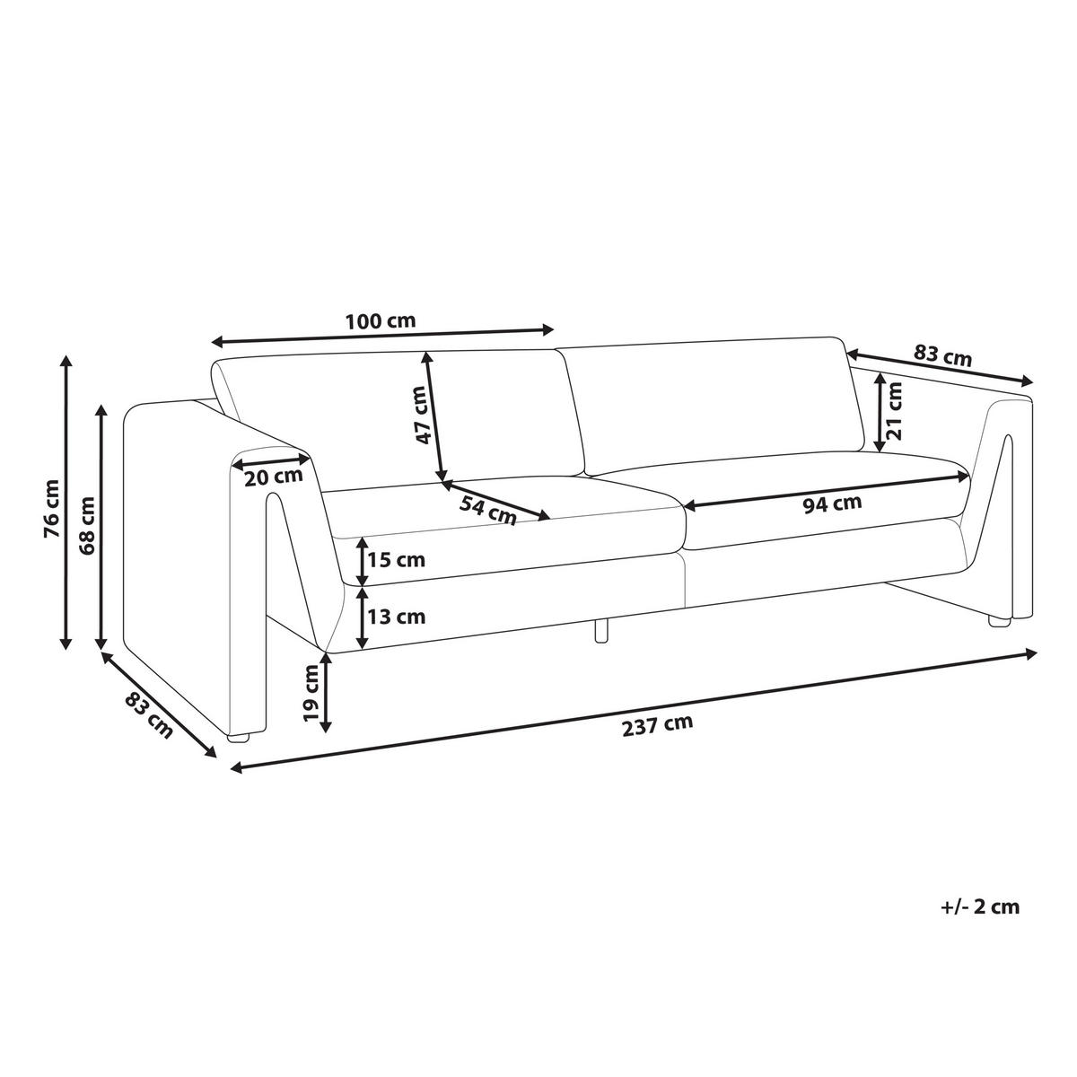 3-SITZER-SOFA Samtstoff Graphitgrau Maunu - Graphitfarben/Schwarz, Textil (237/76/83cm) - Beliani