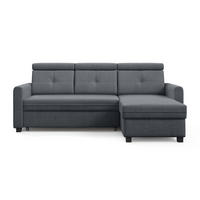ECKSCHLAFSOFA Milano, Grau, rechts - Schwarz/Grau, Textil (217/166cm) - Beautysofa