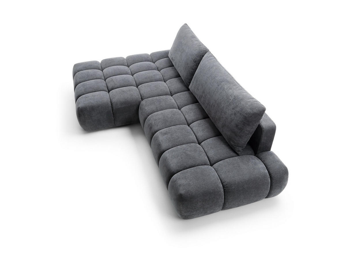 ECKSOFA GARDA Grau Chenille mit Schlaffunktion - Grau, Holz (280/131cm) - MASSENO