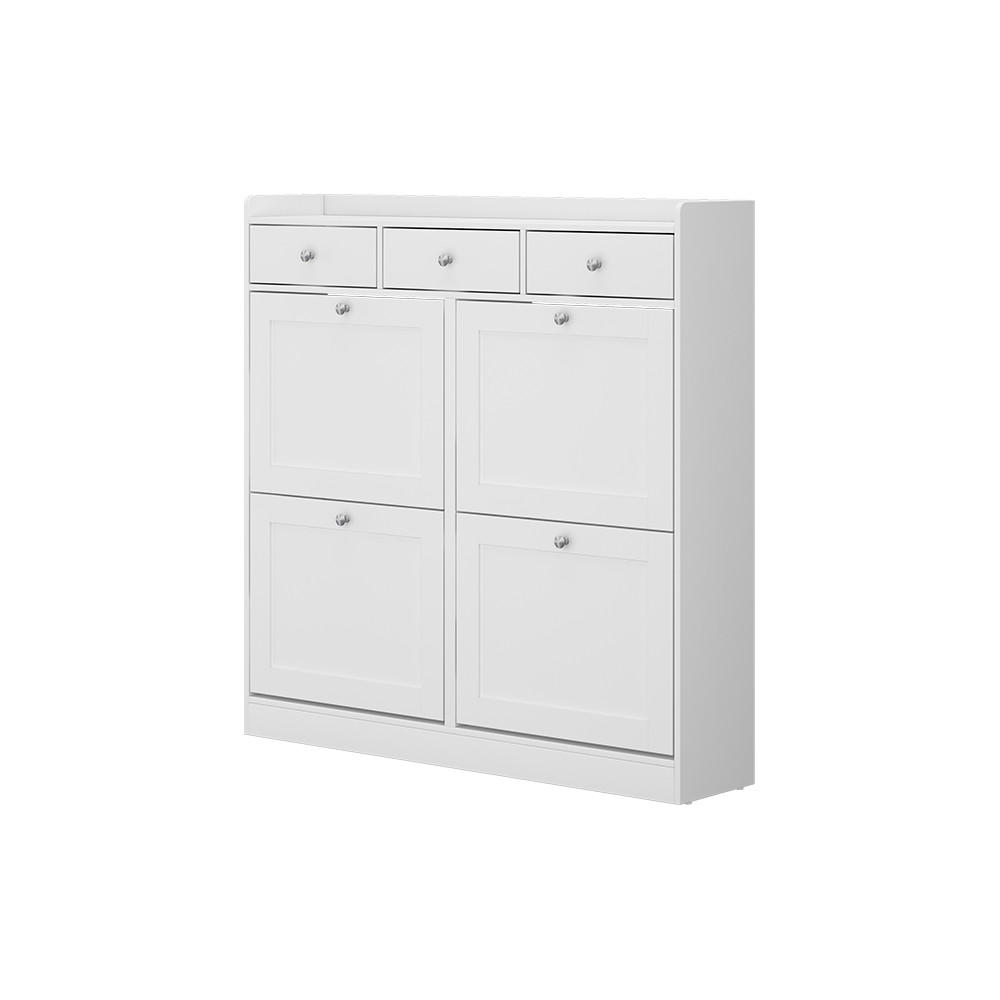 Vicco BOTNÍK NA BOTY Vitto Bílá 100 x 99.5 cm se 3 zásuvkami a 4 skládacími přihrádkami