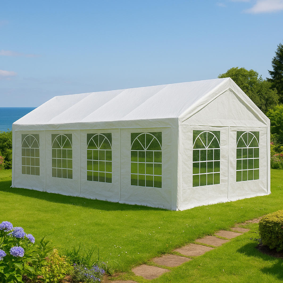 DACHPLANE Livingston - Zeltabdeckung für 4x8 Meter, PVC weiss 480g/m². BxTxH: 800x400x310 cm - Weiß, Kunststoff (800/0.3/400cm) - TPFGarden