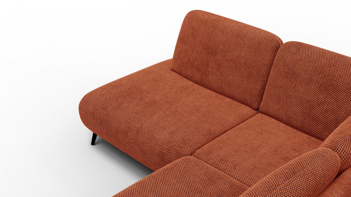 ECKSOFA FEBE 5-Sitzer links, dunkelorange - Dunkelorange/Schwarz, Holz/Textil (271/190cm) - Courtois Laville