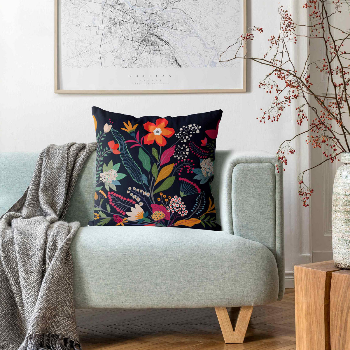 KISSENBEZUG Mexikanische Blumen 50/50 cm - Multicolor, Textil (50/50cm) - Bilderwelten