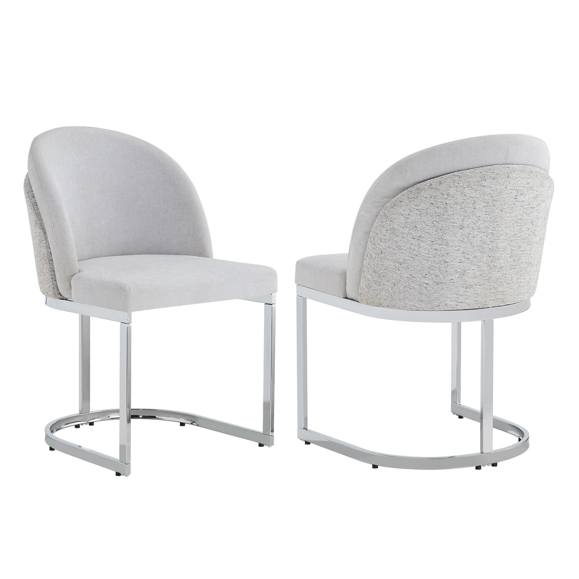 STUHL-SET DE-35878 2 Stück mit Silberbeinen Hellgrau - Grau, Metall (52/85/59cm) - ComfortXL