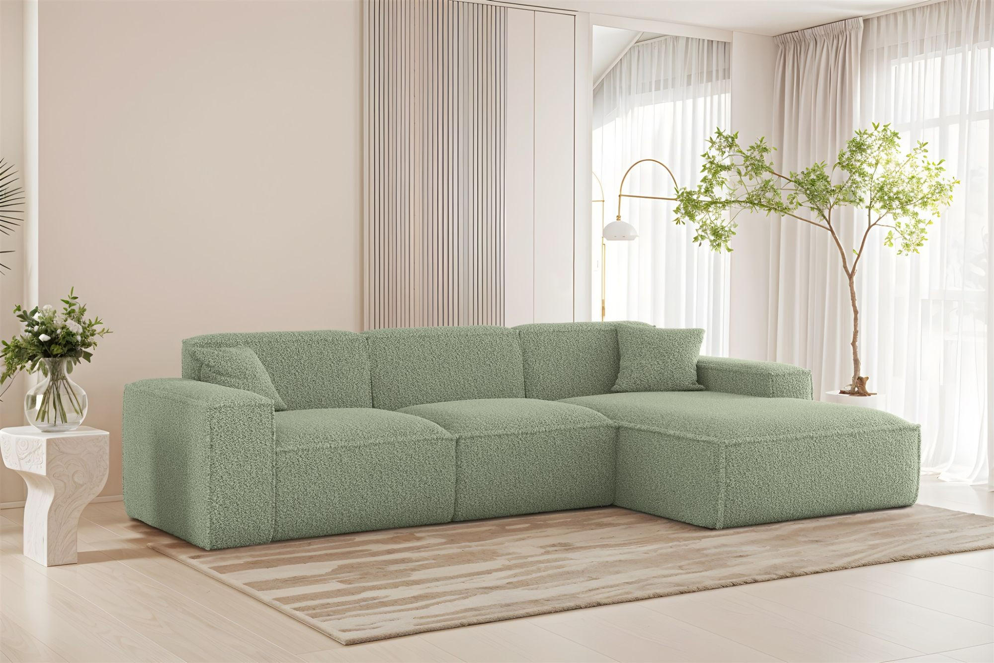 ECKSOFA Celes Premium In Sven - Grün, Holzwerkstoff/Textil (266/165cm) - Fun Möbel