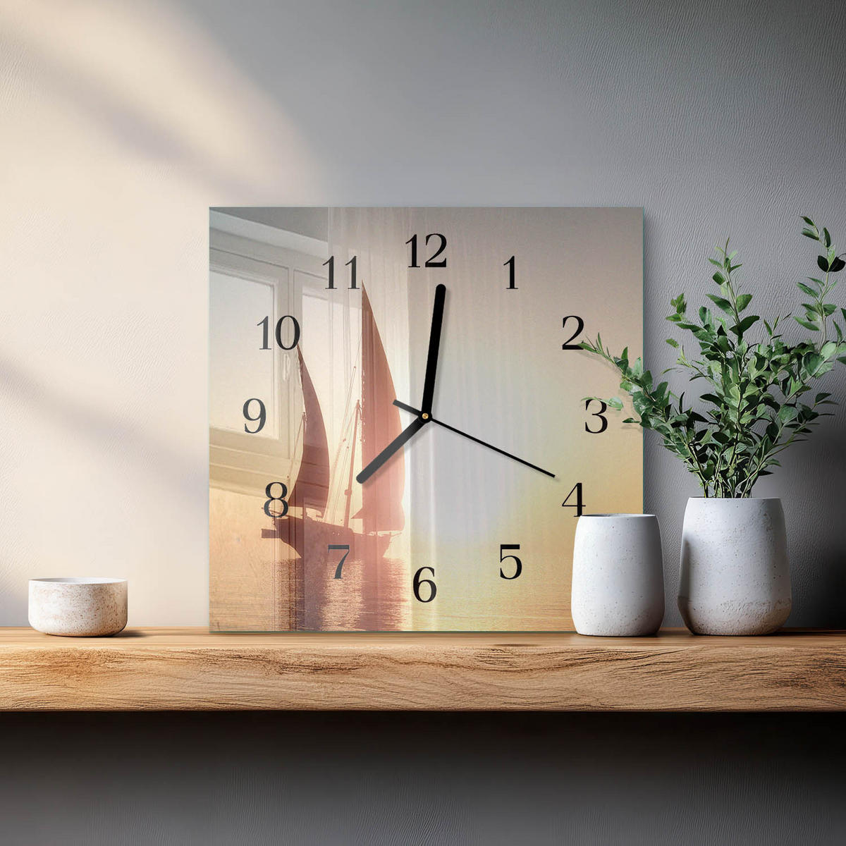 WANDUHR 30x30 cm - Segelboot - Multicolor, Glas (30/30/0.4cm) - TULUP