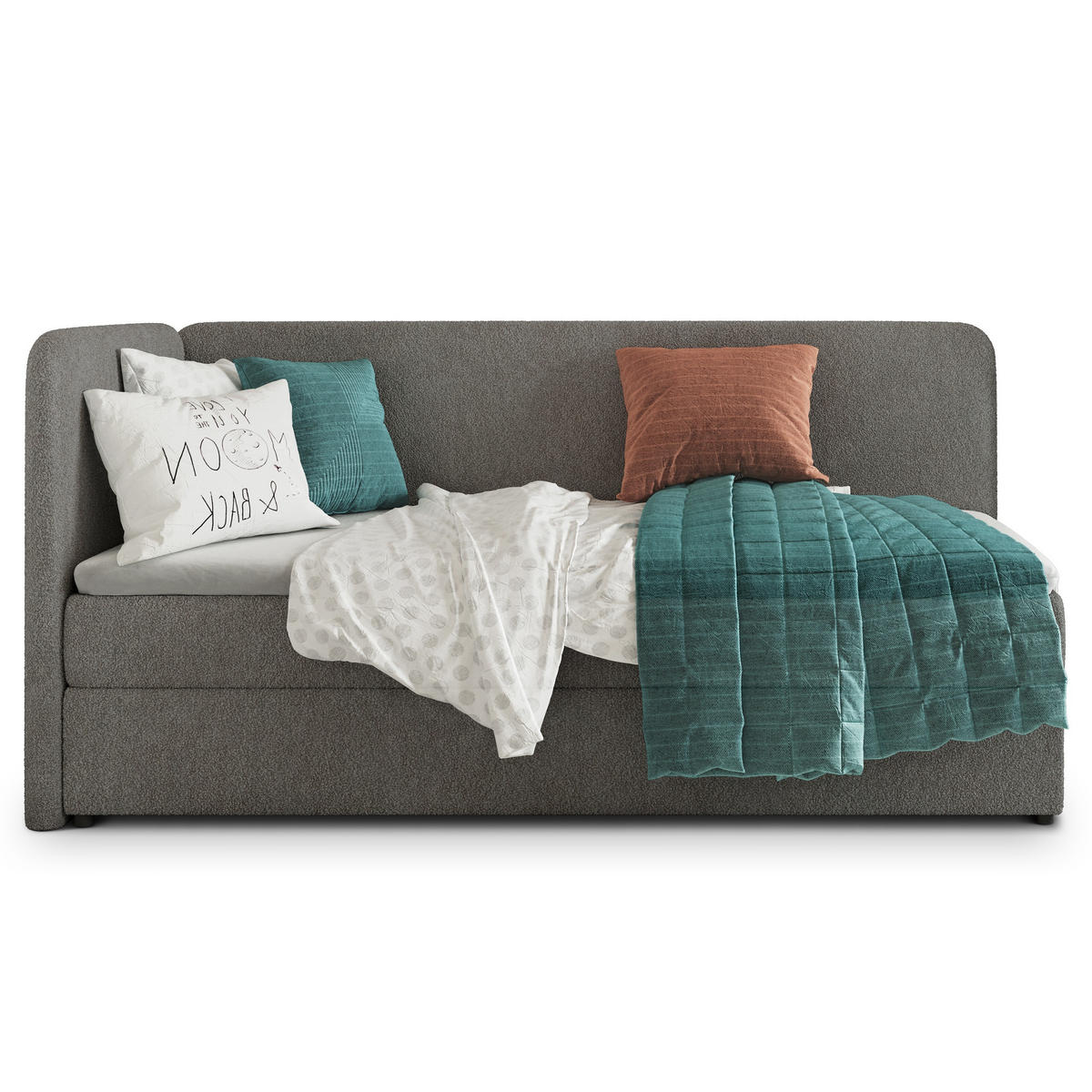 POSTEL BOXSPRING GINA 80x200 cm, s matrací a úložným prostorem, šedá - šedá, kompozitní dřevo/textil (80/200cm) - MASSENO