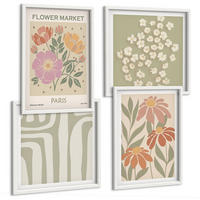 BILDER SET 4er Set - 50x50 cm & 40x60 cm Weißer Rahmen - Botanische Motive, Pariser Minimalismus - Weiß, Kunststoff (50/50cm) - TULUP