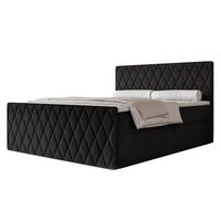 BOXBETT PONTI III 140x200 cm Schwarz (Samt) - mit 2 Bettkästen, Bonellmatratze und Rautensteppung - Schwarz, Holzwerkstoff/Textil (140/200cm) - Ravio