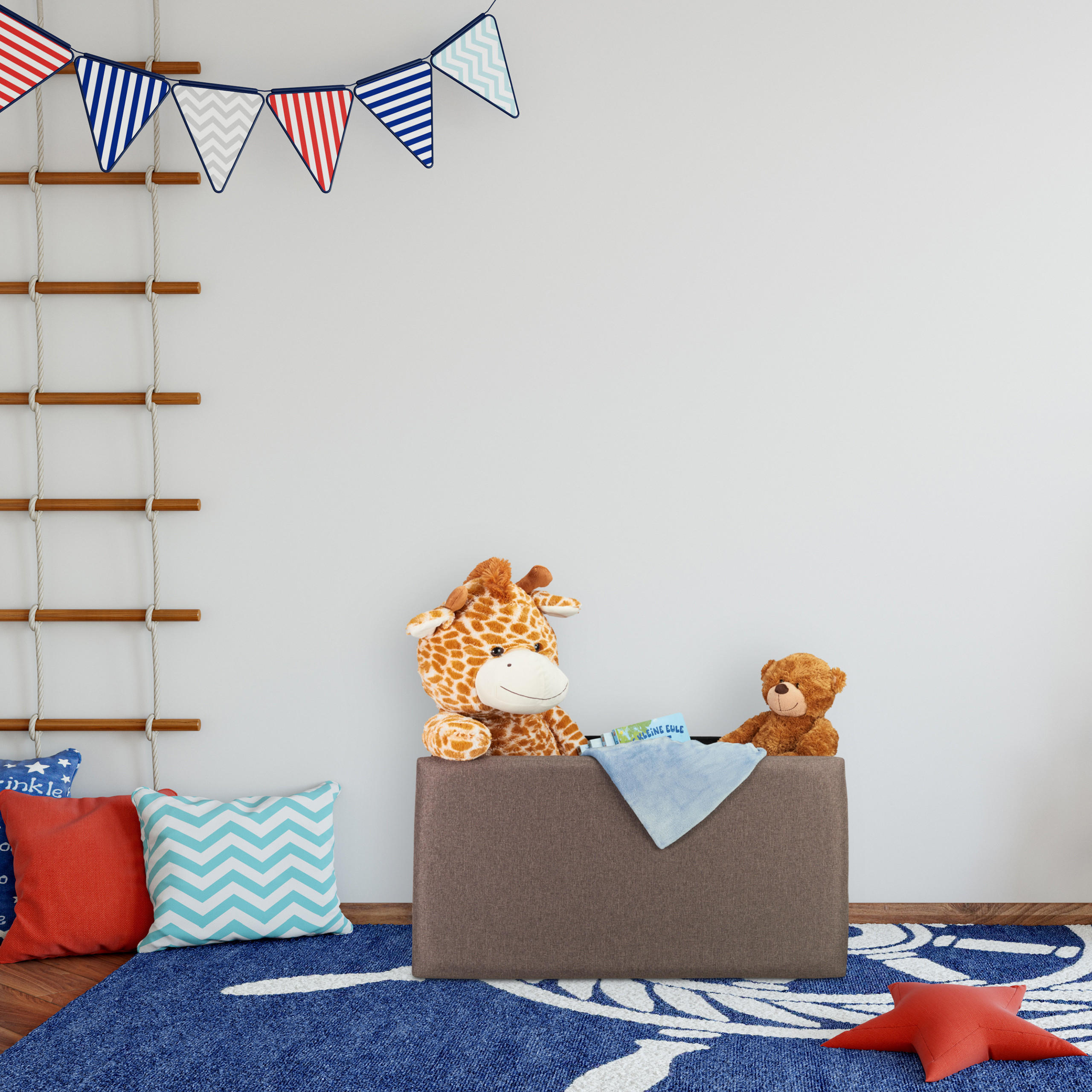 SITZBANK - Anthrazit, Holzwerkstoff/Textil (76.5/38/38.5cm) - Relaxdays