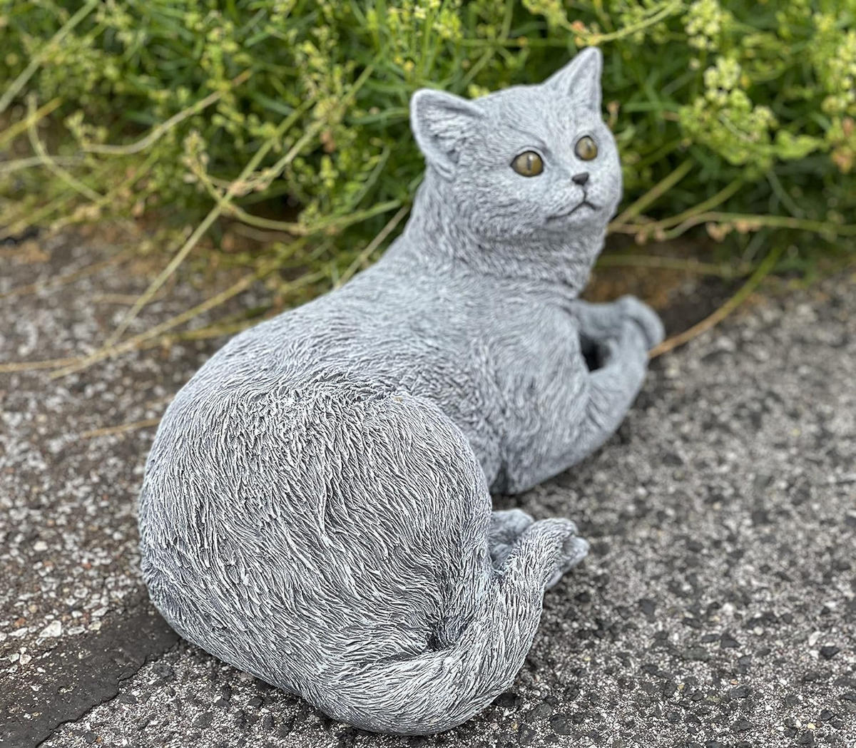 STEINFIGUR Katze Lotti liegend frostfest Steinguss - Grau, Stein (34/18/18cm) - stoneandstyle