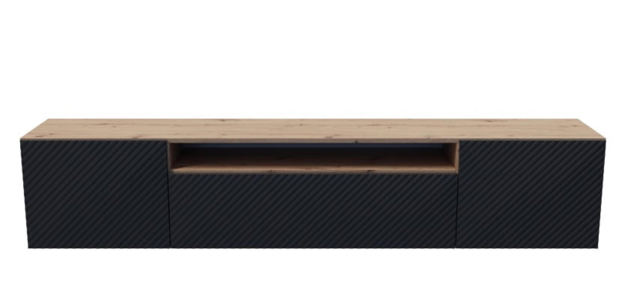 TV-LOWBOARD Schwarz NIKOL Hängend Frezierte Fronten - Schwarz, Holzwerkstoff (200/40/41cm) - Sepro Meble