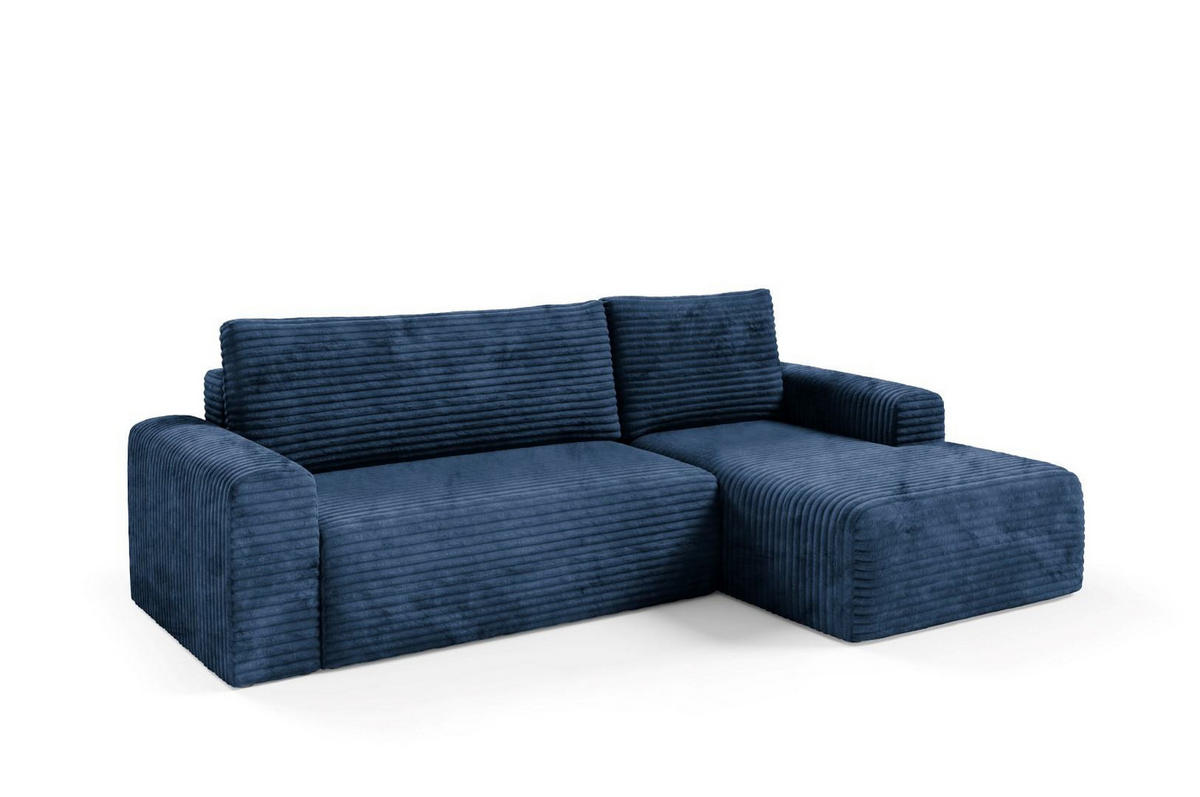ECKSOFA mit Schlaffunktion Blau - Dunkelblau, Textil (268/163cm) - Furnisell
