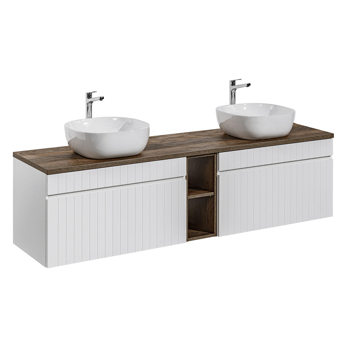 KOUPELNOVÝ NÁBYTEK 180cm Zelie 2er-Set Bílá - bílá, kompozitní dřevo (180/48/46cm) - Petits-meubles