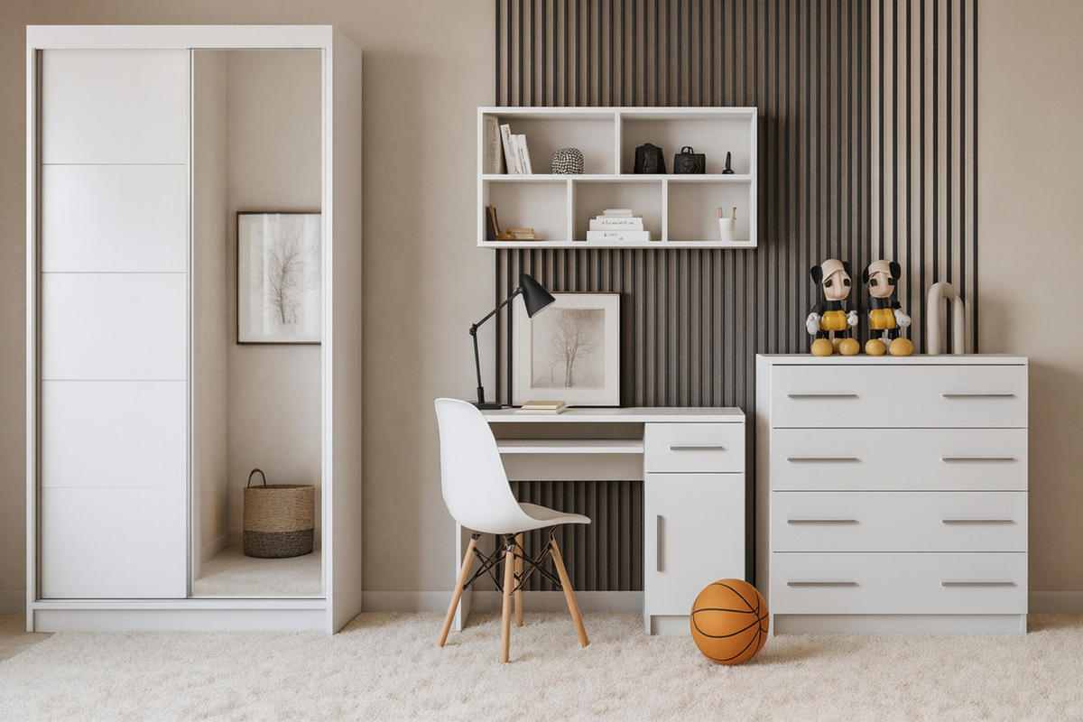 JUGENDZIMMER-SET TILL 05 PLUS 4-teilig in Weiß matt - Weiß, Holzwerkstoff (410/200/61cm) - Deine Möbel 24