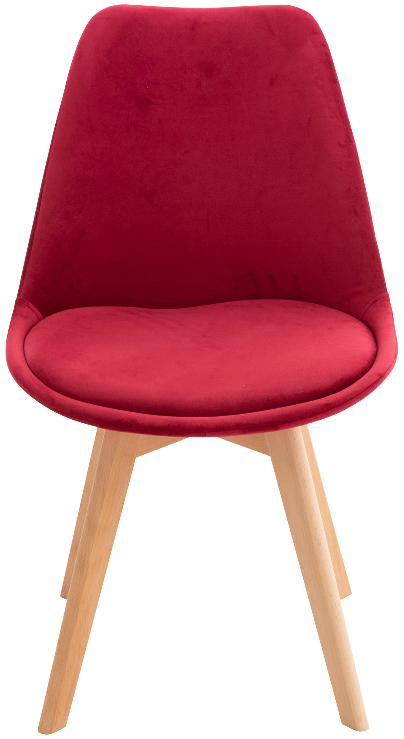 STUHL Samt rot - Eukalyptusholzfarben/Rot, Holz/Textil (49/83/50cm) - CLP